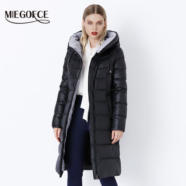 

miegofce 2019 coat jacket winter women's hooded warm parkas bio fluff parka coat hight quality female new winter collection y190926, Black;white