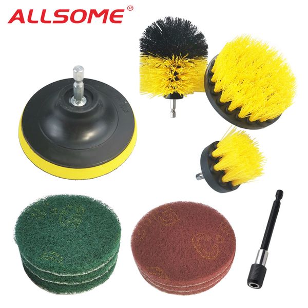 

allsome 11pcs электрическая дрель кисти затирка питания скруббер щетка для очистки ванна уборщик combo tool ht2813
