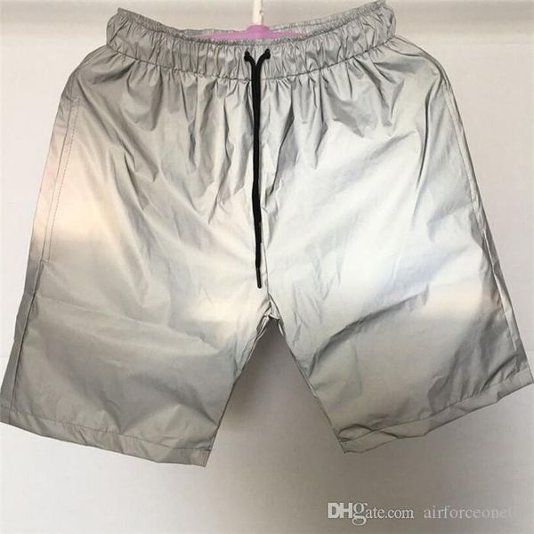 

harajuku hiphop reflective mens shorts sports beach pants night running fashion trousers women loose cool shorts, White;black