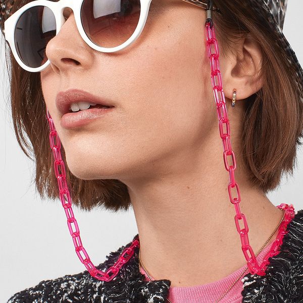 

мода eyeglass цепи для женщин широкий акриловые цепи против скольжения регулируемый очки шнура держатель ремешка reading glasses rope, Silver