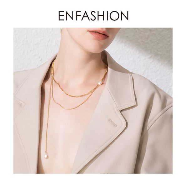 

enfashion boho double chain choker necklace women gold color stainless steel holiday necklaces femme fashion jewelry p193030, Silver