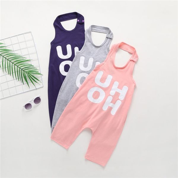 

toddler kids baby boy girls clothes romper jumpsuit outfits off shoulder halter letter print rompers one-piece backless jumpsuit, Blue