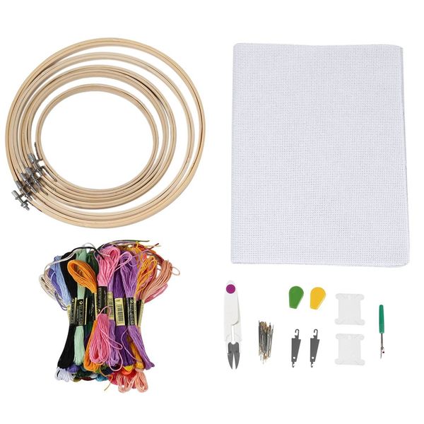 

полный набор для вышивания starter kit cross tool kit в том числе 5 bamboo пяльцы, 50 яркие цвета нити, 12 по 18-дюймовый 14 c, Black