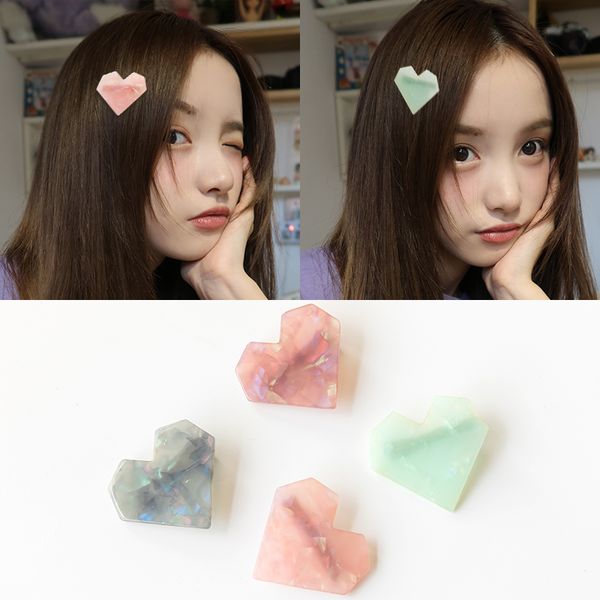 

m mism summer fashion candy color love heart hair clips womens resin shell hair accessories sweet girls hairpins