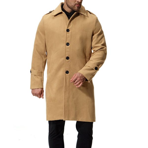 

2018 autumn new european and american style coat boutique wool woolen coat men's long windbreaker size s-xl xxl, Tan;black
