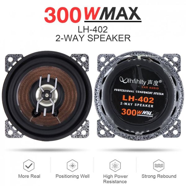 

2pcs universal 4 inch 300w car coaxial auto audio music stereo full range frequency hifi speakers non-destructive installation