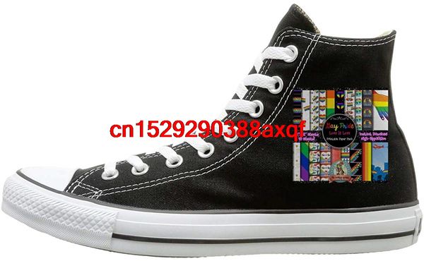 

high-canvas shoes sneaker gay pride casual walking shoes for mens womens, Black