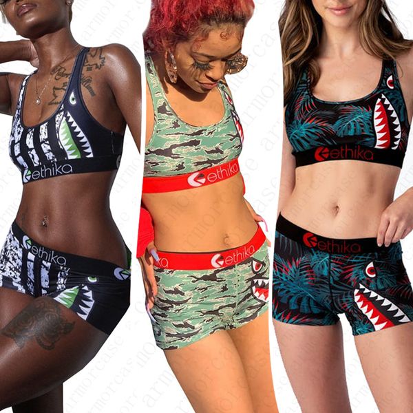 

women swimsuit tank vest bra shorts 2 piece set swimwear bikini sets shark beach swimming summer suits d51901, White;black