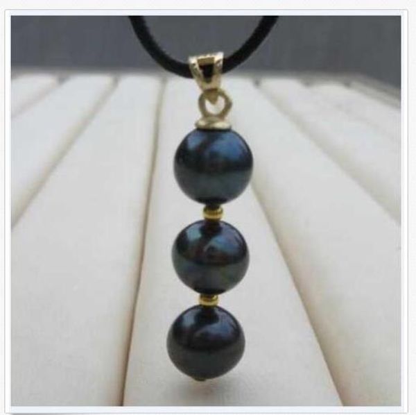 

new 10mm round tahailian black pearl pendant+ necklace 18 '14k, Silver