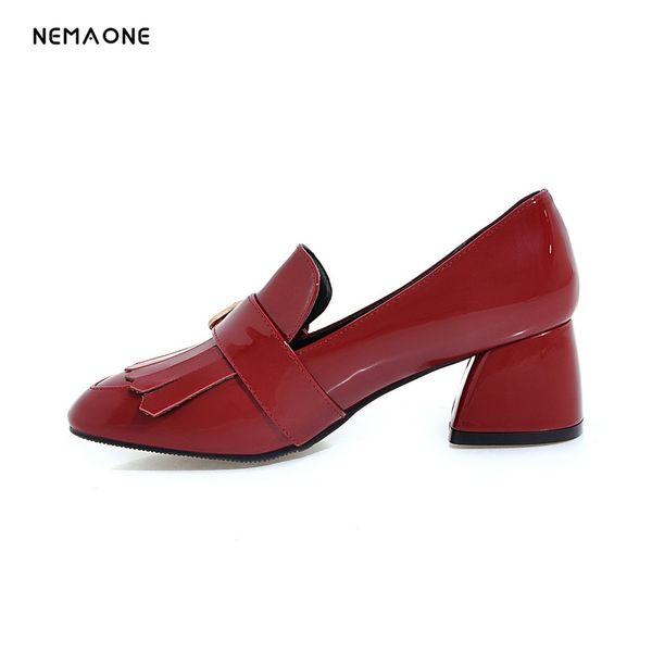 

nemaone women shoes slip-on office ladies shoes casual square toe high heels dress woman, Black