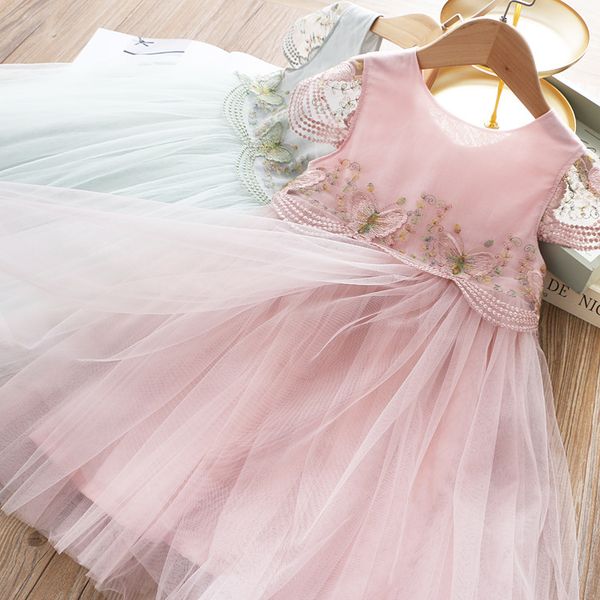 

2020 летние девушки бабочки вышитые платье принцессы puffy mesh платье, Red;yellow