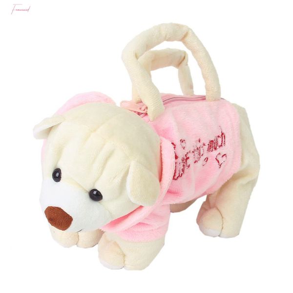 

cute bear shape plush bag handbag purse for children pink and beige