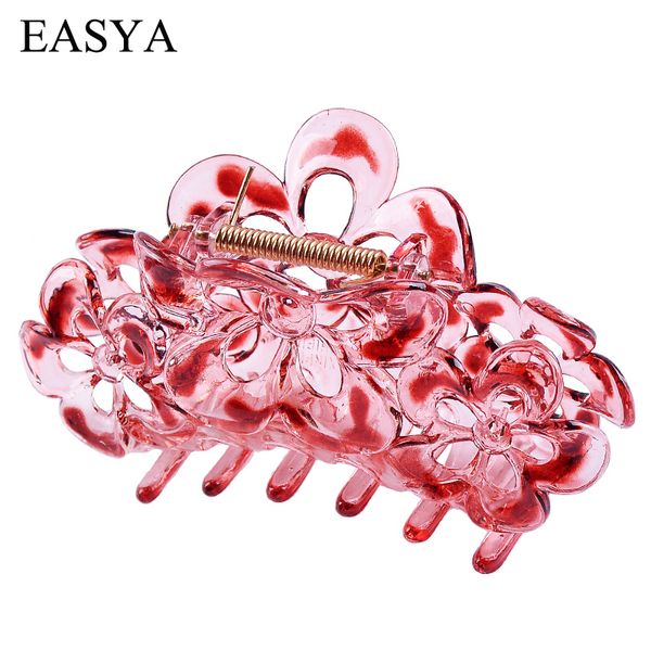 

easya large plastic hair claw 6 colors flower hairwear crab hair clips for women girls fashion accessories ornaments, Golden;white