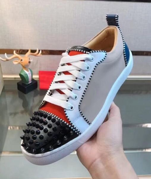 

junior spikes orlato popular red bottom sneakers shoes women,men graffiti patent leather casual luxury designer red sole shoes, Black