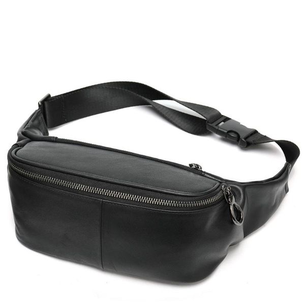 

men genuine leather chest bag new outdoor leisure sports chest bag soft cowhide leather solid color male waist