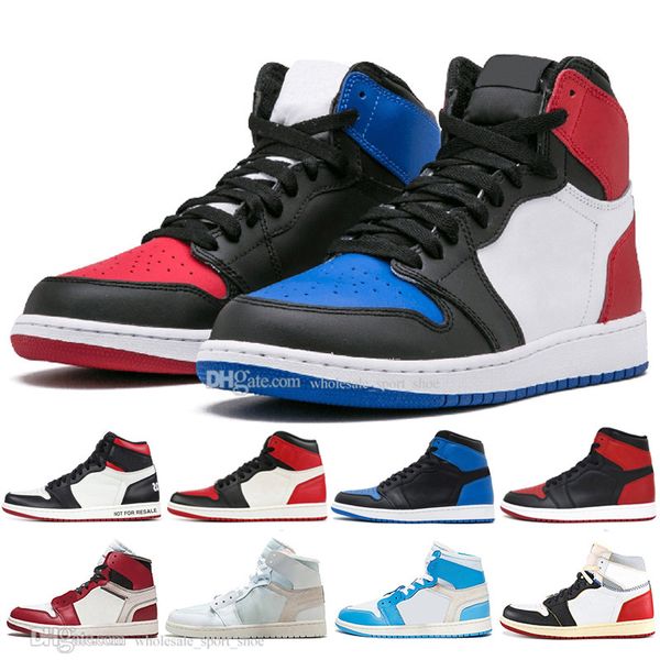 

new og 1 3 men basketball shoes chicago bred banned black toe royal blue black orange unc 1s mens sports sneakers designer trainers, White;red