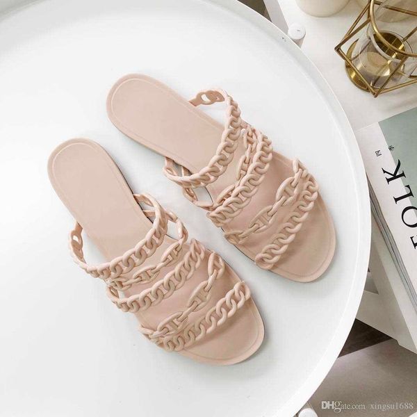 

2019 luxury designer slippers fashion jelly sandal for women summer casual designer flip flops flat sandy shoes, Black