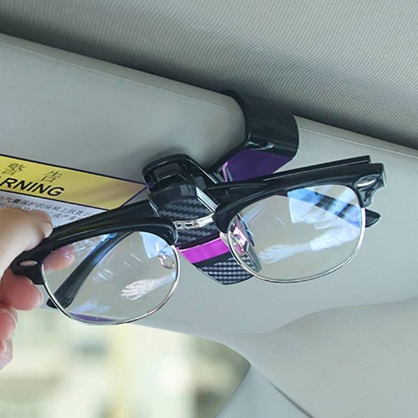 

car glasses clips carbon fiber card pen holder 180 degree rotate dual side