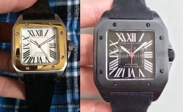 

2 стиль люкс автоматический золото безель часы мужские eta 2824 механические часы мужчины 100 xl black pvd сталь sapphire кожа w20072x7 нару, Slivery;brown