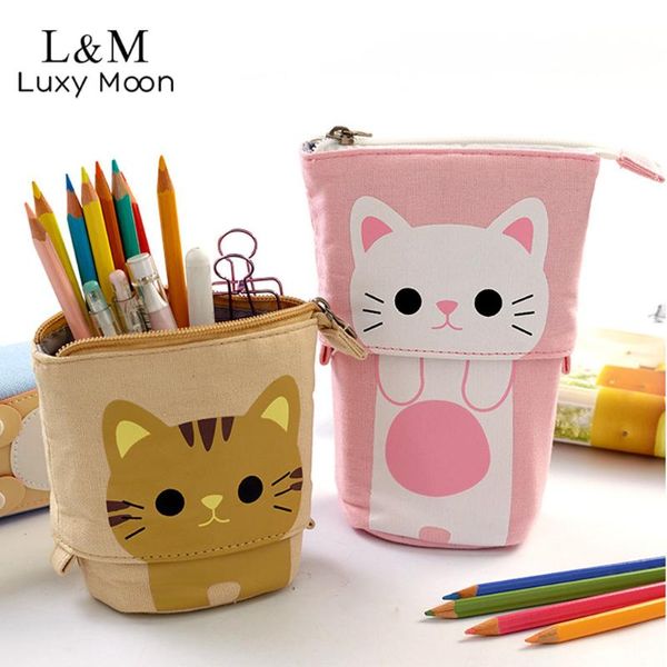 

симпатичные scalable карандаш сумка kawaii cat животные pen case zipper мешок для школы студенты ручки сумки box для канцелярских xa7h