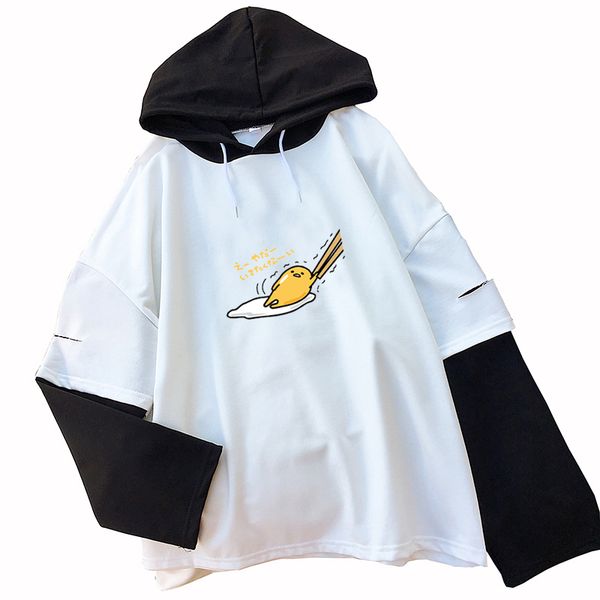 

осень сращивание толстовки толстовка женская мода прекрасный gudetama печатных с длинным рукавом свободные реглан harajuku kawaii мультфильм, Black