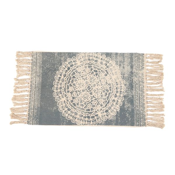 

practical retro bohemian hand woven cotton carpet tassel bedside rug geometric floor mat living room bedroom home decoration