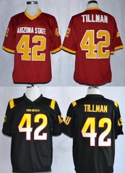 

arizona state sun devils #42 pat tillman red 1997 rose bowl vintage jersey ncaa asu tillman black maroon college football jerseys s-3xl, Black;red