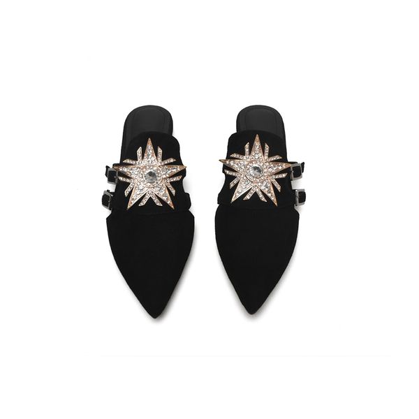 

fashion women flat slipper spring autumn outside women slides pointed toe casual mules shoes size 34-43, Black