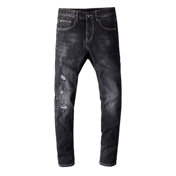 

2020 лучшие качества тонкие джинсы известная марка дизайнера # 706 роскошные джинсы мужчины моды street wear мужские джинсы байкер man hip h, Blue