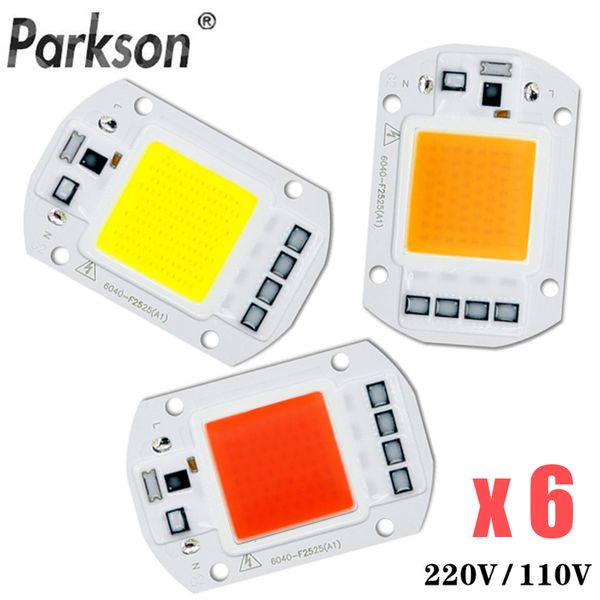 

6pcs/lot cob led lamp chip diode grow plant light ac 110v 220v 10w 20w 30w 50w led beads lamp box full spectrum no need driver