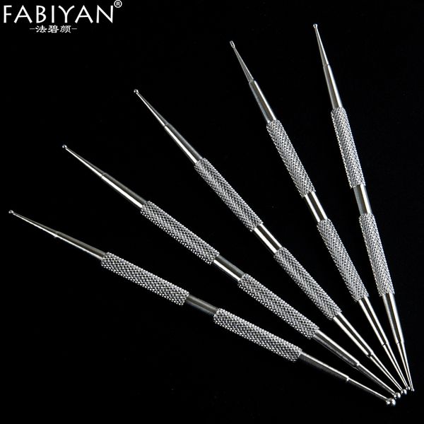 

5pcs nail art dotting pen dual end stainless steel design painting picking dot rhinestones crystal gems acrylic manicure tools, Silver