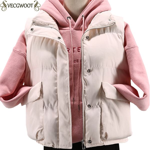 

autumn winter new vest outerwear women fashion warm large size cotton ma3 jia3 women solid color short cotton vest lj101, Black;white