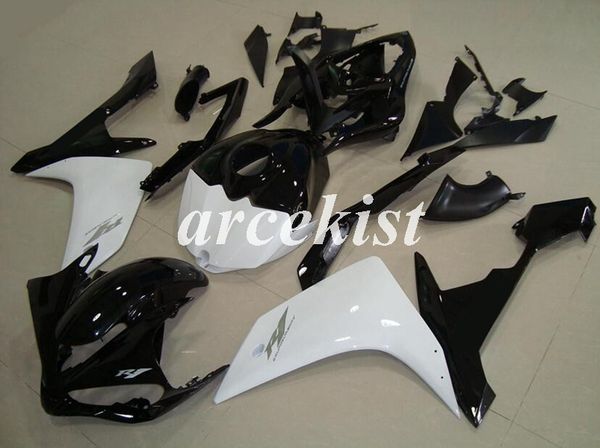 

injection mold new abs motorcycle full fairings kit fit for yamaha yzf-r1 2007 2008 07 08 add tank cover bodywork set white black