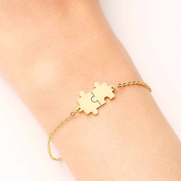 

dotifi stainless steel bracelet for women gold and silver color puzzle pulseira feminina lover's engagement jewelry, Black