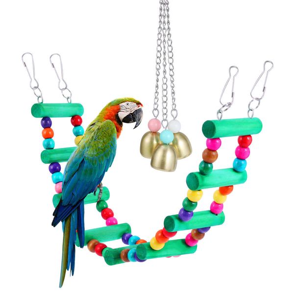 

parrot gnaw toys bird toys small bell string suspension bridge stairs soft bridge jack ladder swing 2 paper set