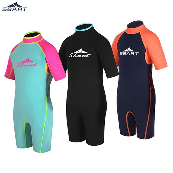 

sbart children's 2mm neoprene wetsuit boys girls 2-12y short sleeve diving suit anti-uv thermal anti-jellyfish kids beach suit