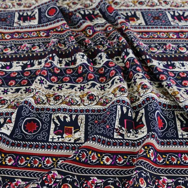 

слон полосатый цветочный плед пэчворк хлопок ткань вискоза этническое платье материал tissu, Black;white