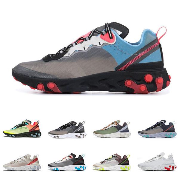 

nike react element 87 55 кроссовки для мужчин и женщин темно-серый черный красный university red модные мужские кроссовки легкие спортивные