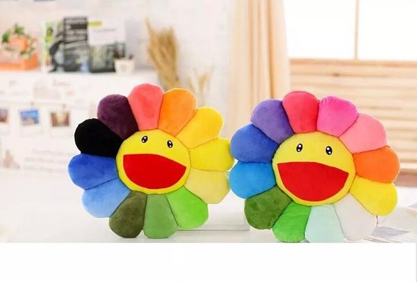 

sunflower plush toy sofa cushion colorful big smile teeth sunflower cushion diameter 40cm home textiles decorative pillow