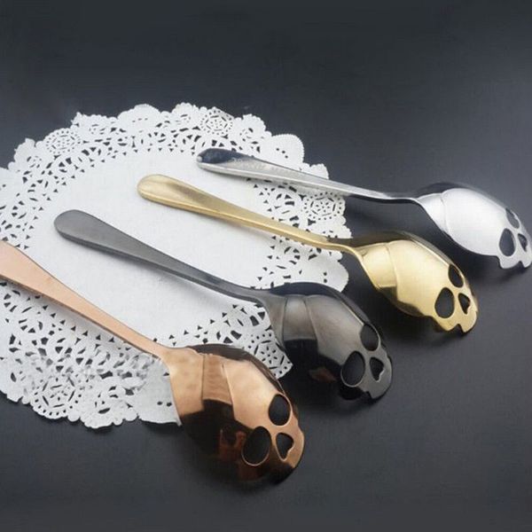 

us stock sugar skull tea spoon stainless steel silverware skeleton for tea coffee q