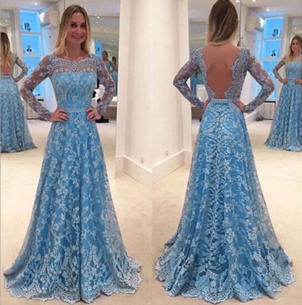 

new blue lace dress women lace backless maxi dress wedding evening party ball prom gown formal lady summer wedding long, Black;gray