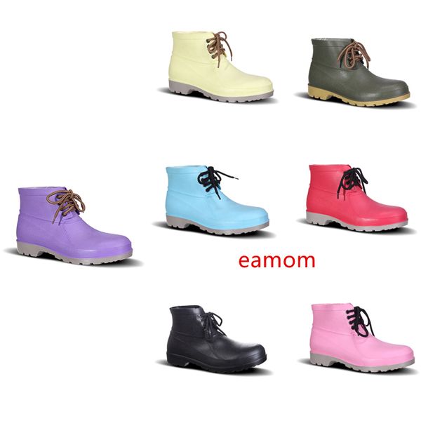 

discount no-brand design rain boots low labor insurance shoes steel toe cap black yellow pink red purple dark green men shoes 38-44