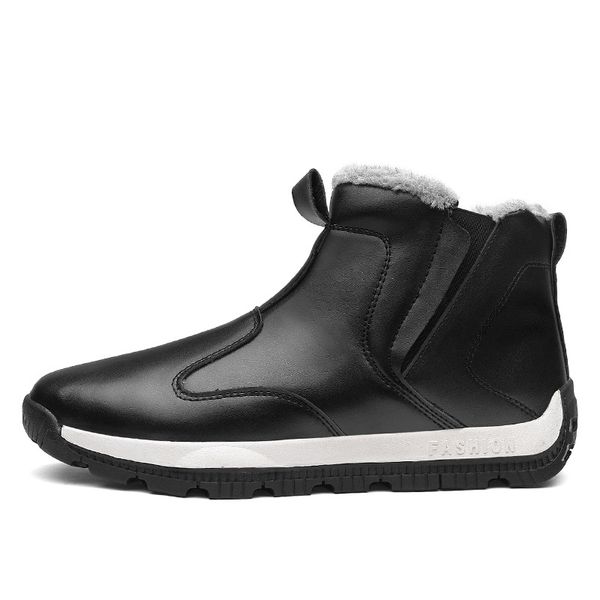 

men boots 2019 new arrivals warm plush winter shoes fashion waterproof ankle boots non-slip men winter snow plus size, Black
