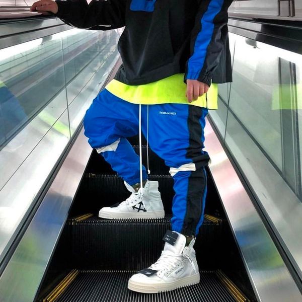 

19ss daniel patrick parachute track pant stitching drawstring pants sweatpants street casual loose trousers sport fashion pants hflskz122, Black