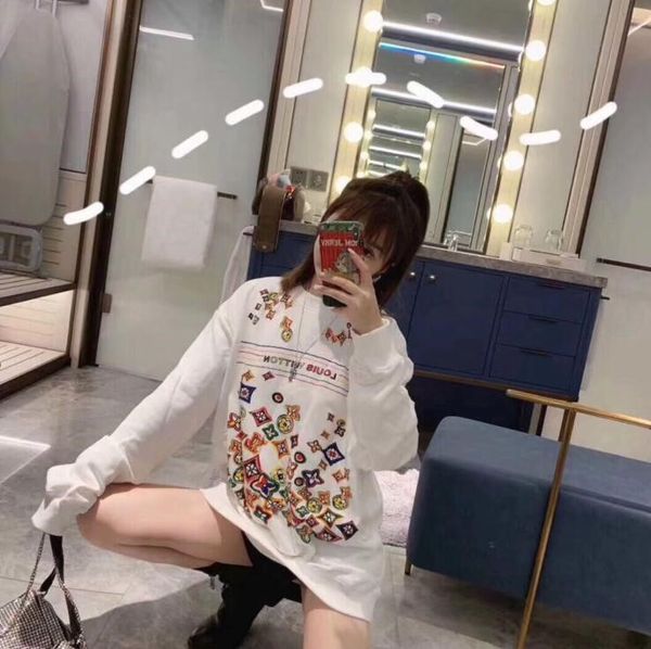 

women hooded ins head sweatshirt cool student colorful printing letter embroidery fashion brand hip hop street dance sports sweater, Black