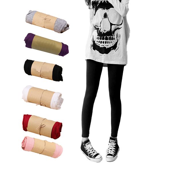 

2019 new cotton high waist fashion women's leggings pants stretchy new skinny colorful nylon solid mid casual style, Black