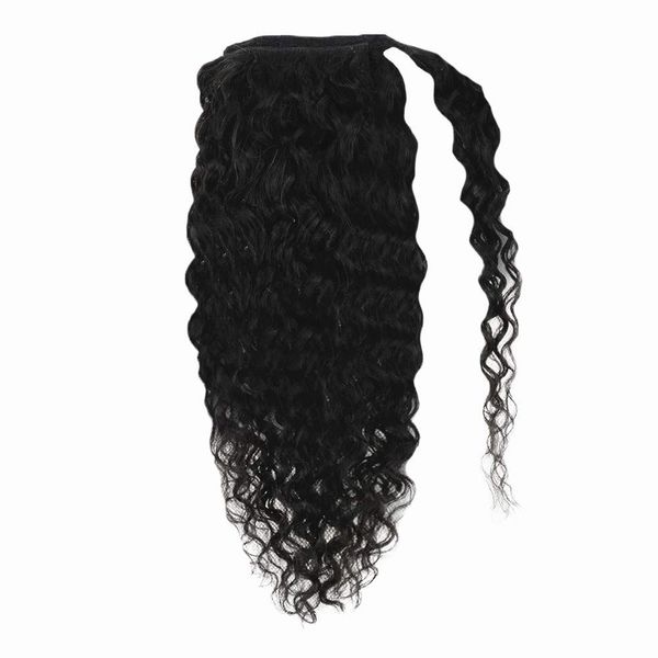 clipe Afro Kinky Curly rabo de cavalo Africano americano no cabelo cauda Puff Pony Bun Chignon peruca de cabelo das mulheres negras 120g extensão humana