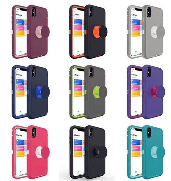 

hybrid robot 3-in-1 shockproof scratchproof defender case with pop holder for iphone 11 xr x/xs max 7 8 plus case ing