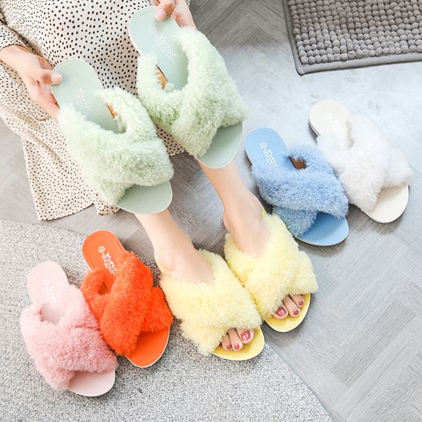 

women's cross-slippers fashion indoor&outdoor ladies flats warm cotton slippers, Black