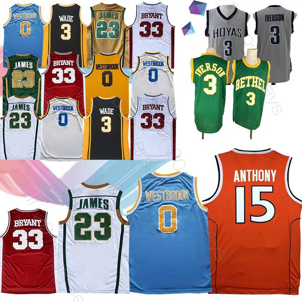 

NCAA High School 23 LeBron James 3 Wade Stephen 30 Curry Kobe 33 Bryant Russell 0 Westbrook 15 Anthony basketball jersey